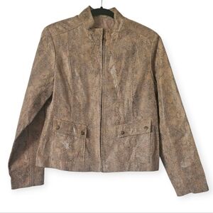 Alfani Python Print Genuine Leather Jacket Women L